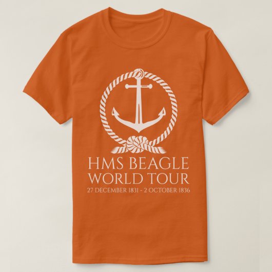 HMS Beagle World Tour Charles Darwin Engels Histo T-shirt (Design voorkant)