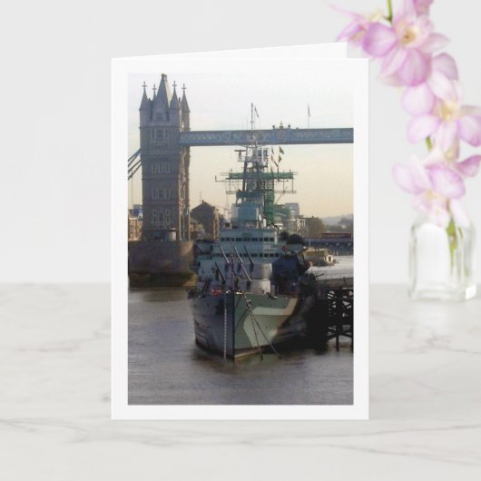HMS Belfast aan de rivier de Theems, Londen Kaart (Orchidee)