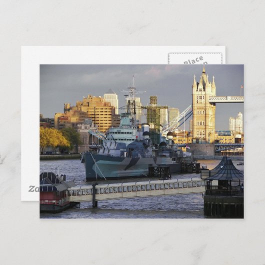 HMS Belfast. Briefkaart (Voorkant / Achterkant)