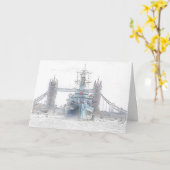 HMS Belfast en Tower Bridge Wenskaart Kaart (Gele Bloem)
