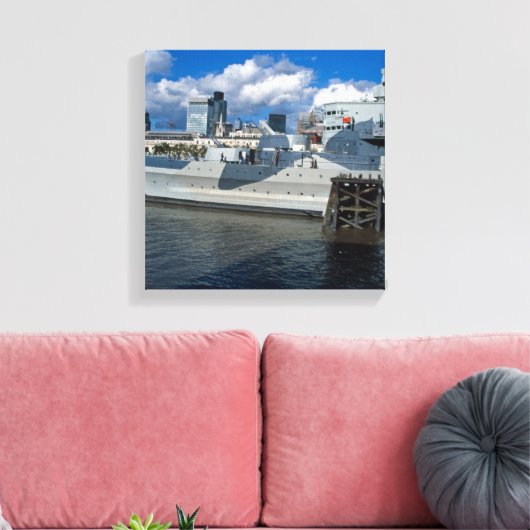 HMS Belfast Londen Canvas Afdruk (Insitu (Woonkamer))