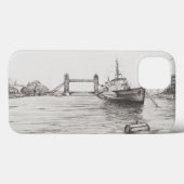 HMS Belfast op de rivier Thames Londen.2006 Case-Mate iPhone Case (Achterkant (horizontaal))