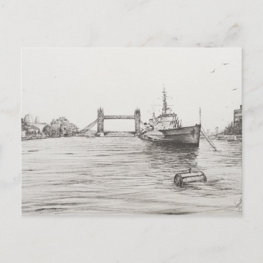 HMS Belfast op de Thames London.2006 Briefkaart (Voorkant)