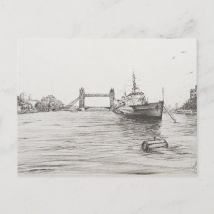HMS Belfast op de Thames London.2006 Briefkaart