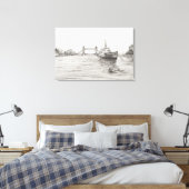 HMS Belfast op de Thames London.2006 Canvas Afdruk (Insitu (Slaapkamer))
