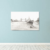 HMS Belfast op de Thames London.2006 Canvas Afdruk (Insitu (Houten vloer))