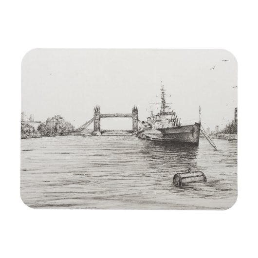 HMS Belfast op de Thames London.2006 Magneet (Horizontaal)
