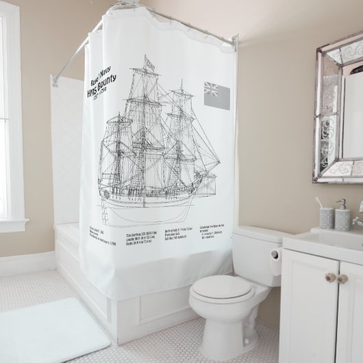 HMS Bounty - Blauwdrukplannen voor schepen BD Douchegordijn (In situ)