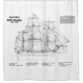 HMS Bounty - Blauwdrukplannen voor schepen BD Douchegordijn (Voorkant)