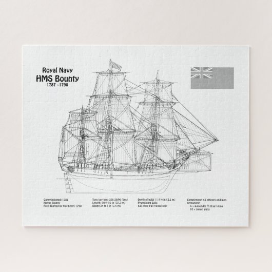 HMS Bounty - Blauwdrukplannen voor schepen BD Legpuzzel (Horizontaal)
