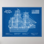 HMS Bounty - Schip Blauwdruk Plannen ABD Poster (Voorkant)