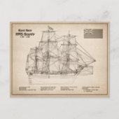 HMS Bounty - Schip Blauwdruk Plannen SD Briefkaart (Voorkant)