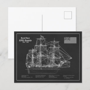 HMS Bounty - Ship Blueprint Plans PD Briefkaart