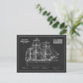 HMS Bounty - Ship Blueprint Plans PD Briefkaart (Staand voorkant)