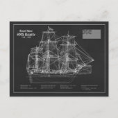 HMS Bounty - Ship Blueprint Plans PD Briefkaart (Voorkant)