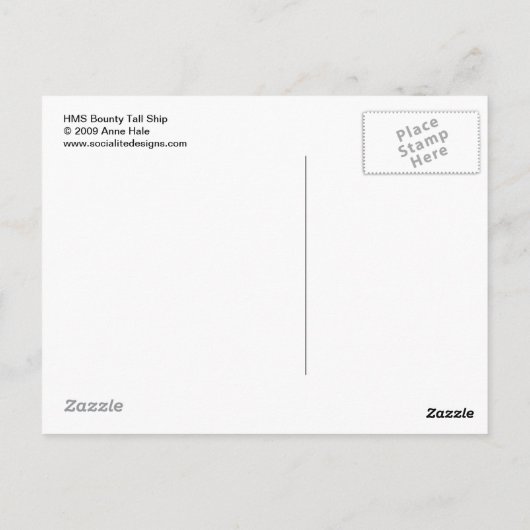 HMS Bounty Tall Ship Briefkaart (Achterkant)