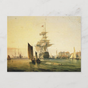 HMS Britannia betreedt Portsmouth, 1835 Briefkaart