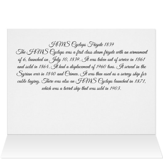 HMS Cyclops Fregat 1839 (Binnen Horizontaal (Boven))