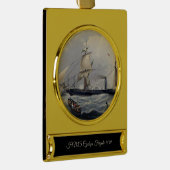 HMS Cyclops Fregat 1839 Verguld Banner Ornament (Rechts)