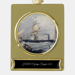HMS Cyclops Fregat 1839 Verguld Banner Ornament