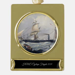 HMS Cyclops Fregat 1839 Verguld Banner Ornament