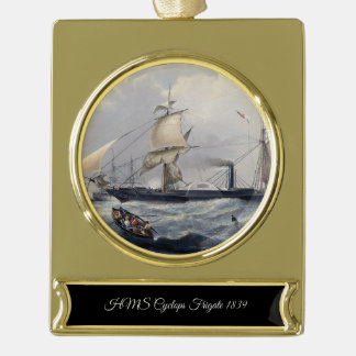 HMS Cyclops Fregat 1839 Verguld Banner Ornament