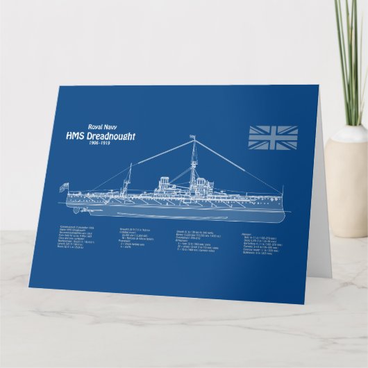 HMS Dreadnought - Scheepsblauwdruk ABD Bedankkaart (Voorkant)