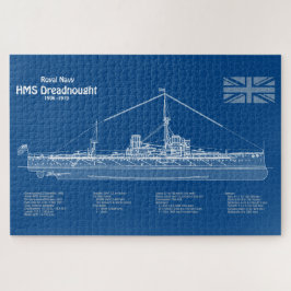 HMS Dreadnought - Scheepsblauwdruk ABD Legpuzzel