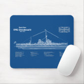 HMS Dreadnought - Scheepsblauwdruk ABD Muismat (Met muis)