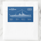 HMS Dreadnought - Scheepsblauwdruk ABD Rechthoekige Sticker (Tas)