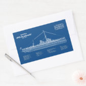 HMS Dreadnought - Scheepsblauwdruk ABD Rechthoekige Sticker (Envelop)