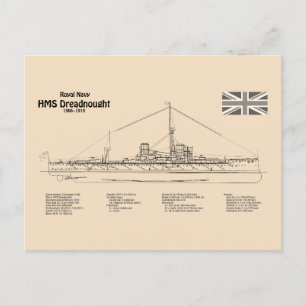 HMS Dreadnought - Scheepsblauwdruk SD Briefkaart