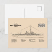 HMS Dreadnought - Scheepsblauwdruk SD Briefkaart (Voorkant / Achterkant)