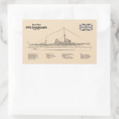 HMS Dreadnought - Scheepsblauwdruk SD Rechthoekige Sticker (Tas)