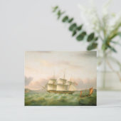 HMS Endymion van Plymouth door Thomas Luny Briefkaart (Staand voorkant)