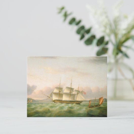 HMS Endymion van Plymouth door Thomas Luny Briefkaart (Staand voorkant)