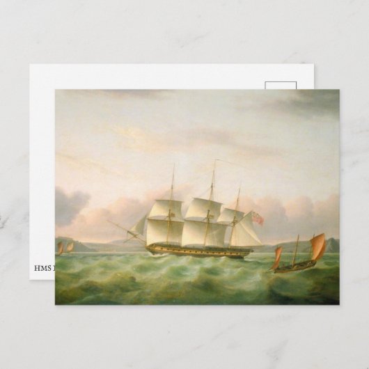 HMS Endymion van Plymouth door Thomas Luny Briefkaart (Voorkant / Achterkant)