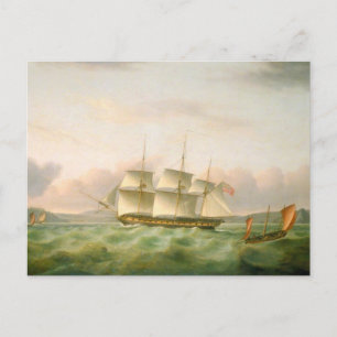 HMS Endymion van Plymouth door Thomas Luny Briefkaart