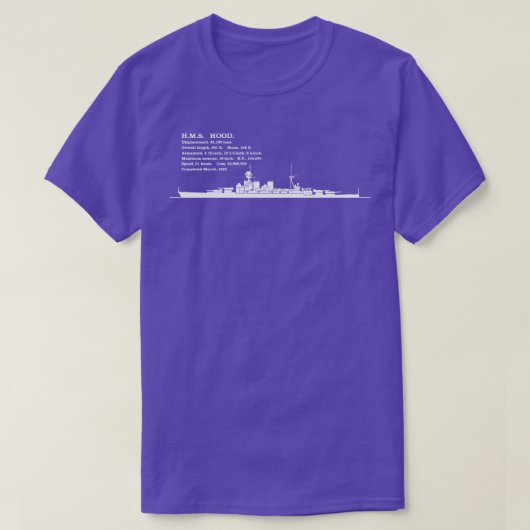 HMS Hood Brits Zeeslag Silhouet Infographic T-shirt (Design voorkant)