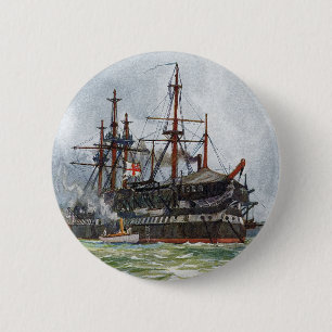 HMS Implacable een 74-kanons schip van de derde kl Ronde Button 5,7 Cm