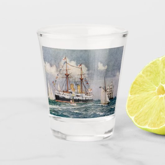 HMS inflexibel ijzeren slagschip 1876 Shot Glas (Voorkant)