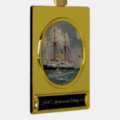 HMS inflexibel ijzeren slagschip 1876 Verguld Banner Ornament (Rechts)