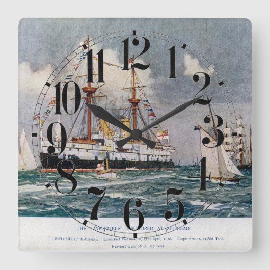 HMS inflexibel ijzeren slagschip 1876 Vierkante Klok (Voorkant)