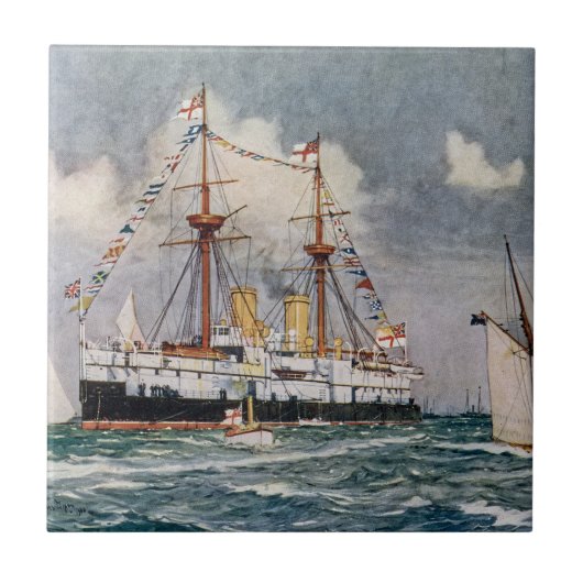 HMS Inflexible pantserschip Slagschip 1876 Tegeltje (Voorkant)