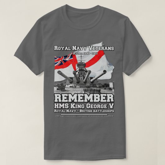HMS King George Vclass slagschip Veterans T-shirt (Design voorkant)