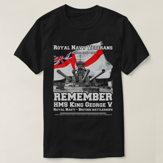 HMS King George Vclass slagschip Veterans T-shirt (Design voorkant)