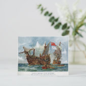 HMS Nottingham en slagschip Mars 1703 Briefkaart (Staand voorkant)