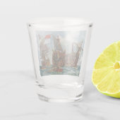 HMS Nottingham en slagschip Mars 1703 Shot Glas (Achterkant)