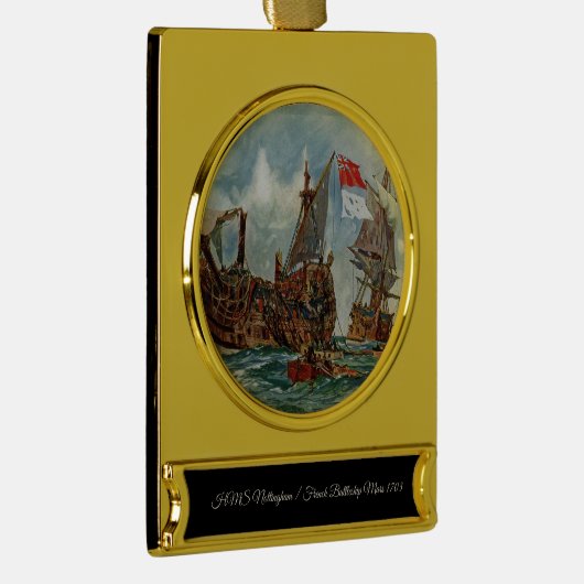 HMS Nottingham Frans slagschip Mars 1703 Verguld Banner Ornament (Rechts)