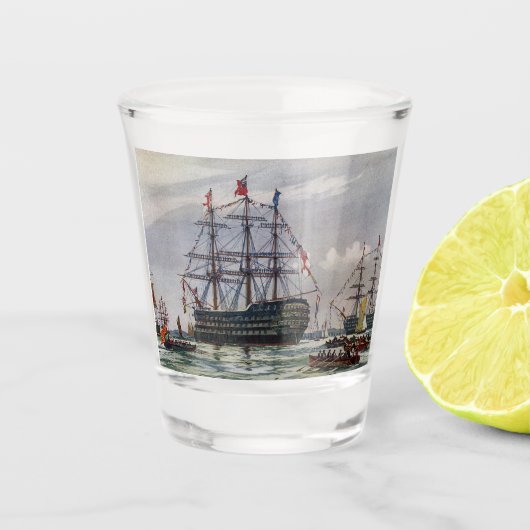 HMS Queen slagschip 1839 Shot Glas (Voorkant)